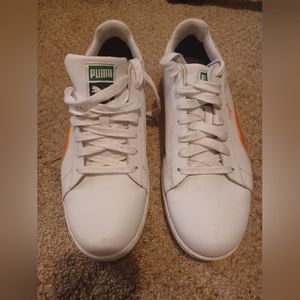 Puma Clyde Orange White Classic Golf Shoes Soft Spikes Leather